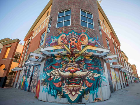 The Wide Open Walls mural installation on the exterior of the WellSpace Health building in Little Saigon, that previously depicted culturally inaccurate art according to Sacramento artists, pictured on March 13, 2024.