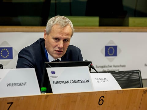 Gerard de Graaf, senior envoy for digital to the U.S. and head of the European Union office in San Francisco, speaks in Brussels on April 3, 2019.