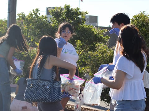 Sacramento BREATHE youth advisory board members participate in a community tobacco waste clean-up near Arden Fair Mall on June 30, 2024. The group's high school members advocate against local tobacco usage.