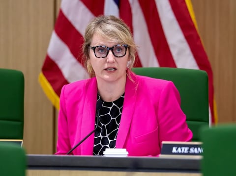 Assemblymember Buffy Wicks played a key role in negotiating a deal between media outlets and tech companies. She speaks during a committee hearing in the Capitol Annex Swing Space in Sacramento on Aug. 15, 2024.