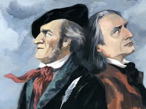 Franz Liszt (R) paid tribute to Richard Wagner (L) in a heartfelt musical setting.