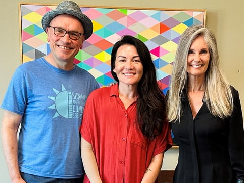 Former Insight Host Jeffrey Callison (left), current Insight Host Vicki Gonzalez (center), former Insight Host Beth Ruyak (right).