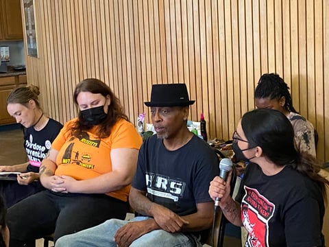 (From left) Sarah Whipple, Joanna Swan, Kenny B and Niki Jones spoke on the harm reduction panel at the Solidarity Summit on Homelessness in Sacramento on Sept. 7.