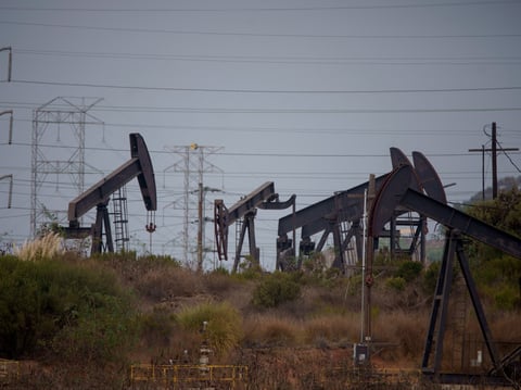 Pumpjacks extract oil in the Inglewood Oil Field in Los Angeles., Wednesday, Sept. 25, 2024.