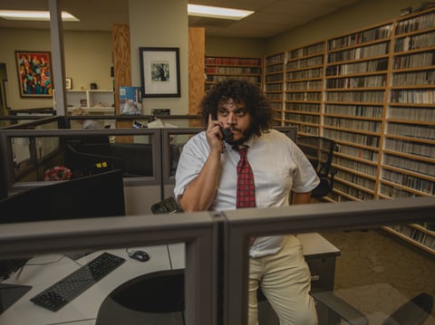 Christian Gates, better known by his musical persona, The Philharmonik, appears at the CapRadio office.