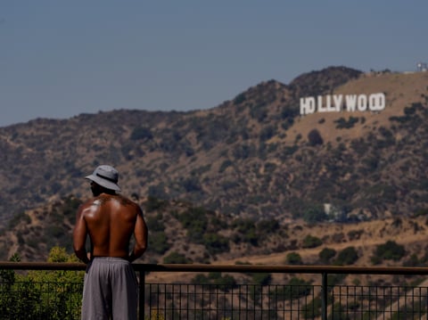Firefighters monitor the advancing Line Fire in Angelus Oaks, Calif., Monday, Sept. 9, 2024.
