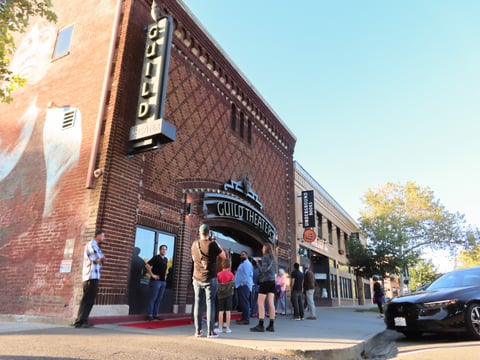 Attendees to the screening of the first half of the documentary film “The Right to Exist” arrive Wednesday, Sept. 25, 2024, at the Guild Theater at 2828 35th St in Sacramento.