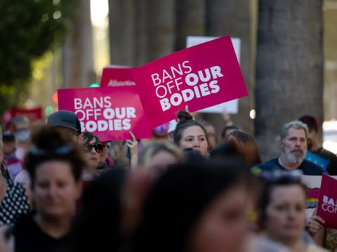 Abortion rights supporters marched in protest of a U.S. Supreme Court ruling that overturned Roe vs. Wade, in Sacramento on June 25, 2022.