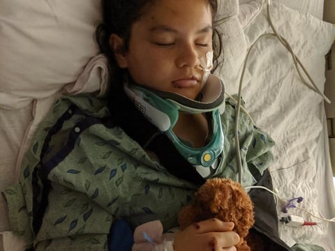 Alena Wong during her time recovering from her accident at UC Davis Medical Center. Wong was struck by a caron her way to school when she was 12 years old. (photo courtesy of Kevin Wong)