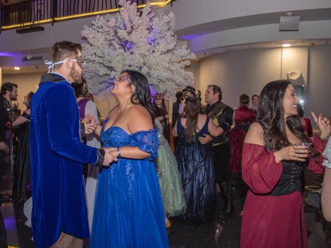 Guests dance Saturday, Nov. 9, 2024, during the Legends & Libraries Fantasy Masquerade Ball at the Tsakopoulos Library Galleria in Downtown Sacramento.