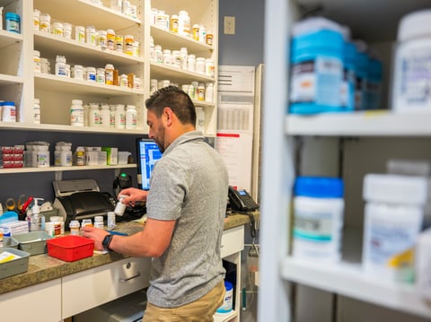 Pharmacy technician Eduardo Sanchez fills prescriptions at Alliance Medical Center in Healdsburg, Calif., Wednesday, May 29, 2024.