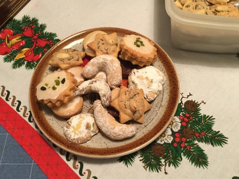 A plate of holiday cookies baked by CapRadio Insight Producer Sarit Laschinsky and his family.