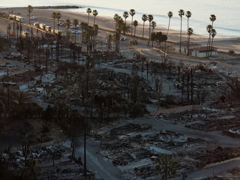 The Pacific Palisades Bowl Mobile Estates destroyed by the Palisades Fire is seen in the Pacific Palisades neighborhood of Los Angeles, Thursday, Jan. 16, 2025.