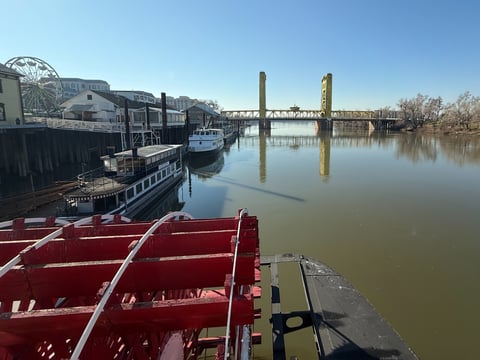 A view of Old Sacramento and the Tower Bridge from the Delta King Hotel on Jan. 18, 2025.