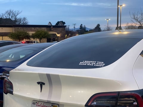 A Tesla charges at a Tesla supercharging station in the Bay Area. February 18, 2025.