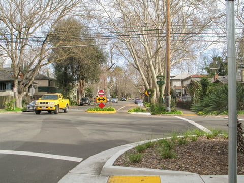 A bike diversion prevents vehicles from driving along E Street Tuesday, Feb. 18, 2025, on the corner of E and 20th Streets in Sacramento.