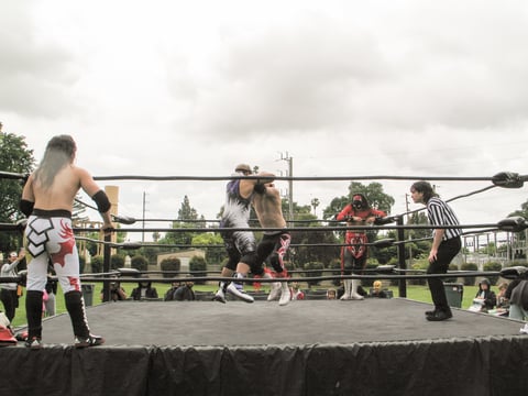 A tag team wrestling match between California Championship Wrestling wrestlers kicks off Saturday, April 26, 2025, at Belle Cooledge Park in Sacramento.
