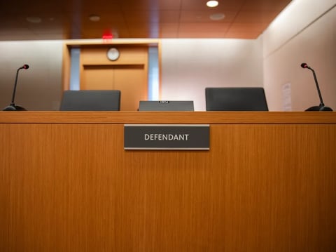 A courtroom in San Diego on Oct. 8, 2023.