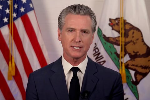 Gov. Gavin Newsom speaks during an address on Tuesday, June 10, 2025.