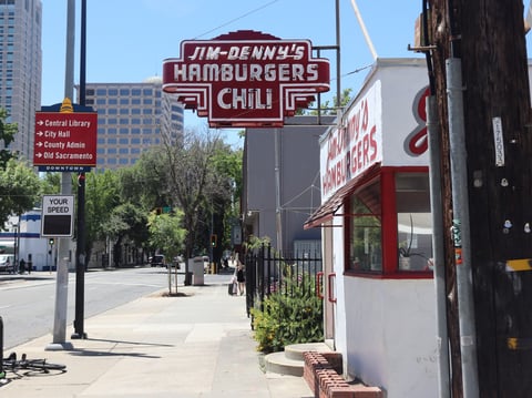 Jim Denny’s is a restaurant known as a staple in Sacramento, and it is located at 816 12th Street.