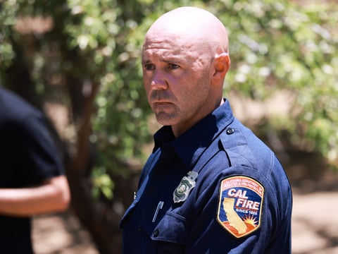 Cal Fire Public Information Officer Jason Clay provides updates during a media briefing on a pyrotechnics facility explosion. July 2nd, 2025.