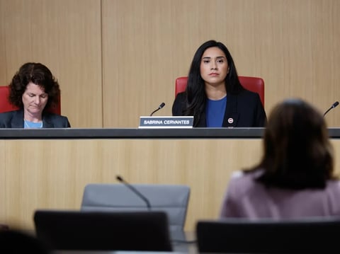The Senate Standing Committee on Elections and Constitutional Amendments holds a hearing on a potential special election to redraw the state’s congressional districts, at the Capitol Annex Swing Space in Sacramento on Aug. 19, 2025.