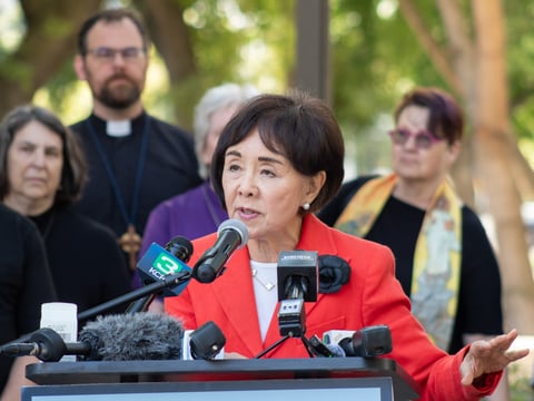 Democratic Congresswoman Doris Matsui Friday, Sept. 5, 2025, outside of the John Moss Federal Building in downtown Sacramento.