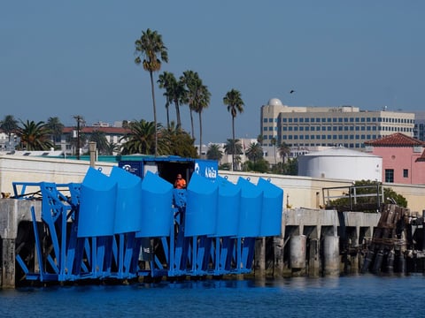An onshore wave energy site, a pilot by Eco Wave Power, at the Port of Los Angeles' AltaSea ocean institute, is visible on Thursday, Sept. 4, 2025, in Los Angeles.