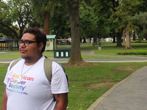 Asher Franco-Carreño walks by Lassen Hall on Tuesday, Sept. 9. Carreño works as an orientation leader and says that the University Union’s Ballroom was packed with incoming students.