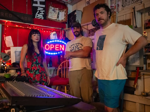 From left: Caitlin Siegle, Styles Munson and Drew Walker at the sound booth of the Red Museum on Sunday, Aug. 31 in Sacramento.