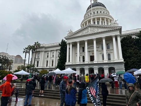 Mourners gather at California's State Capitol to remember Charlie Kirk. Photo by Greg Micek
