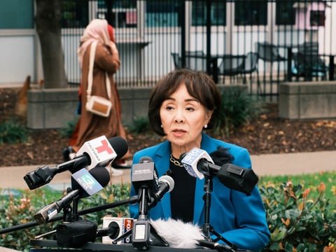 Congresswoman Doris Matsui holds a press conference in front of the John Moss Federal Building on Sacramento’s Capitol Mall on Friday, Dec. 5, 2025.