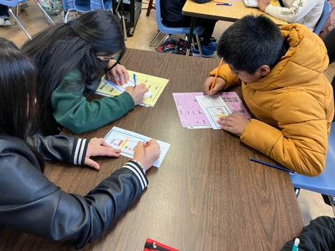 Recent immigrant students work on interpreting graphs at the Urban Promise Academy in Oakland.