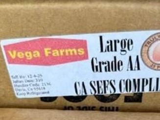 State health officials are warning people not to eat recalled eggs from Vega Farms. They were sold in Sacramento and Davis.