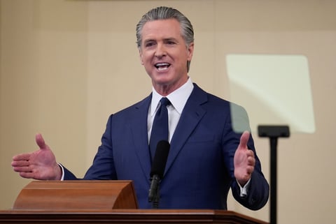 California Gov. Gavin Newsom speaks during his State of the State address Thursday, Jan. 8, 2026, in Sacramento, Calif. (AP Photo/Godofredo A. Vásquez)