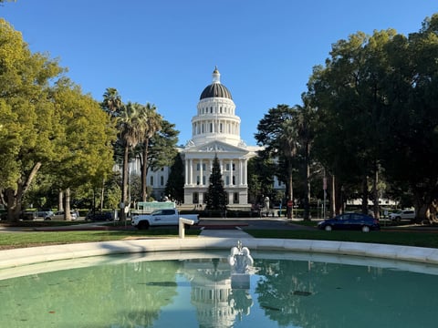 The Capitol Mall Fountain, located at the roundabout in front of the Capitol State Building, on Friday January 9, was built in the 1920s. It sits inactive full of water, but was fully operational on New Year's Eve.