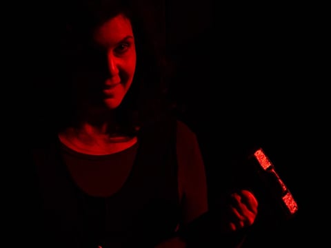 Elisbeth Nunziato as Annie Wilkes in B Street Theatre’s staging of Stephen King’s “Misery.” (Photo by Tara Sissom Pittaro, courtesy of B Street Theatre)