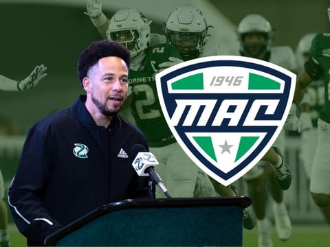 President Luke Wood speaks at a press conference on Jan. 8, 2025. One year ago, Wood began discussing the Hornets’ potential to move to FBS, with the move now becoming official as they join the Mid-American Conference.
