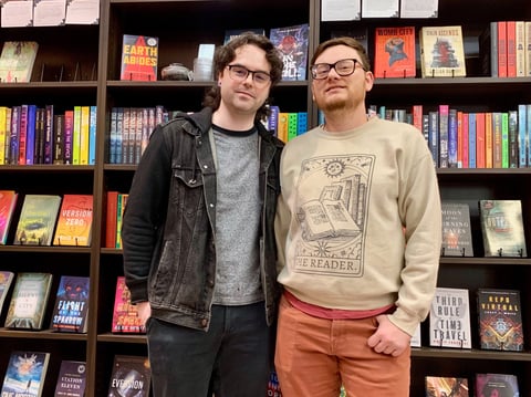 The owners of Bloodstone Books are, from left, Anthony Bertolini and Gabe DeLeon.