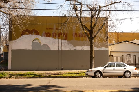One of the lots slated for redevelopment used to be home to Mary Ann's Bakery. The brick buildings on the block will be demolished to make way for a six story apartment complex, should the project be approved by city council.