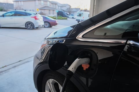 A Chevy Bolt charges Friday, Feb. 20, 2026, in Sacramento.