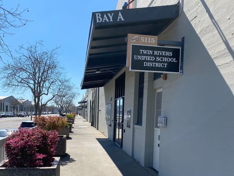The exterior of the Twin Rivers Unified School District office. March 3, 2026.