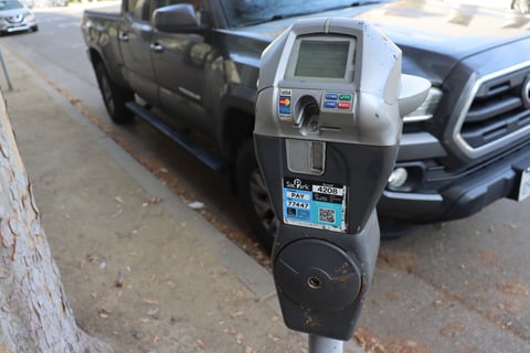 A parking meter along 15th street in downtown on Tuesday, March 10, 2026.