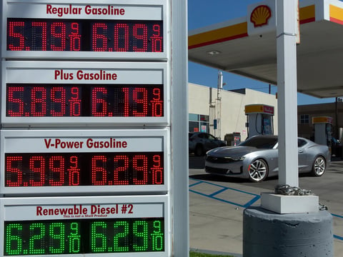 Gas prices at a station in Northridge on March 9, 2026. Gas prices have recently increased in the state as the U.S. war with Iran intensifies.