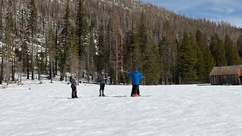 A team from the California Department of Water Resources conduct a snow survey at Phillips Station near Echo Summit on Feb. 27, 2026. The survey found the Sierra snowpack at 47% of average.