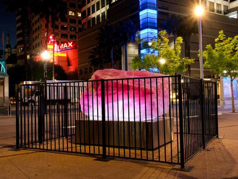 The sculpture “Murmur” sits on a pedestal in the SAFE Credit Union Plaza March 25, 2026.