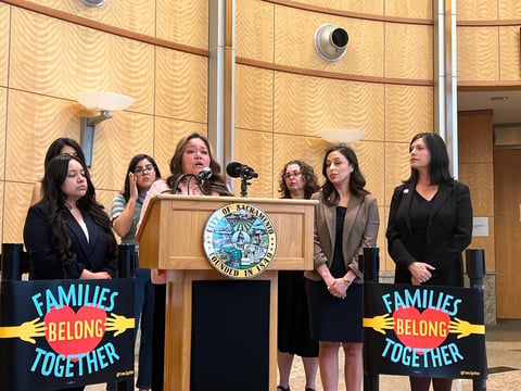 Maria de Jesús Estrada Juárez, a Sacramento resident who was deported to Mexico by President Donald Trump's administration before returning home, speaks at a news conference, in Sacramento, Calif., Tuesday, March 31, 2026.