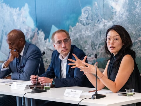 Jane Kim, former San Francisco supervisor, speaks during a forum for candidates for California insurance commissioner at the San Francisco Bay Area Planning and Urban Research Association (SPUR) in San Francisco on April 9, 2026.