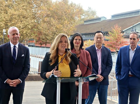 Senator Angelique Ashby speaks about plans to revitalize Old Sacramento Waterfront at a press conference on Thursday, Nov. 14, 2024.