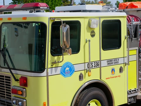 A California Office of Emergency Services truck sits in their Mather headquarters on April 15, 2026.